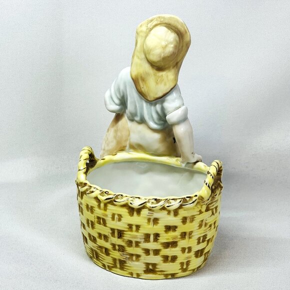 Hal-Sey Halsey Fifth Japan Vintage Figural Basket Planter Boy Figurine Vase MCM - Picture 4 of 9